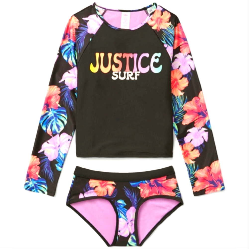 Justice girls 2pc skin protection bathing suit- NWT- Sz 10 medium